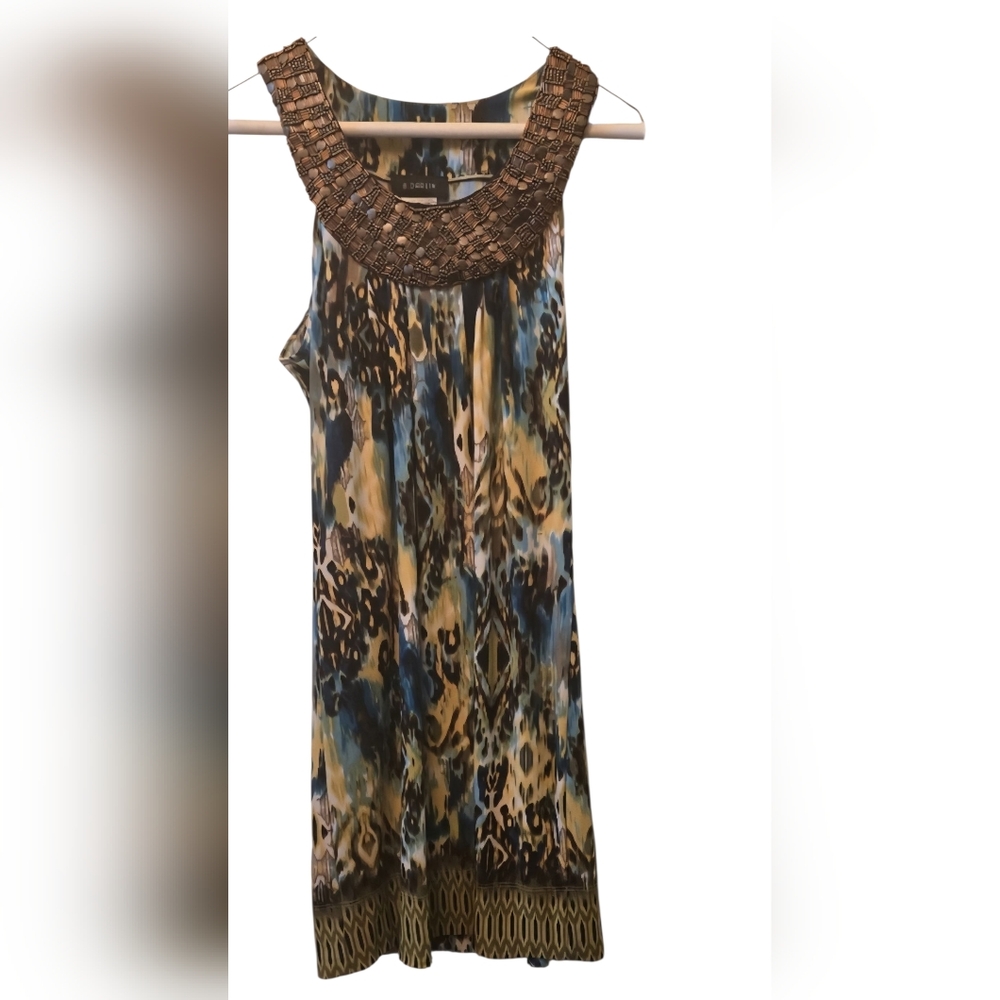 B Darlin Women's Multicolor Patterned Beaded Neck Beautiful Dress Summer